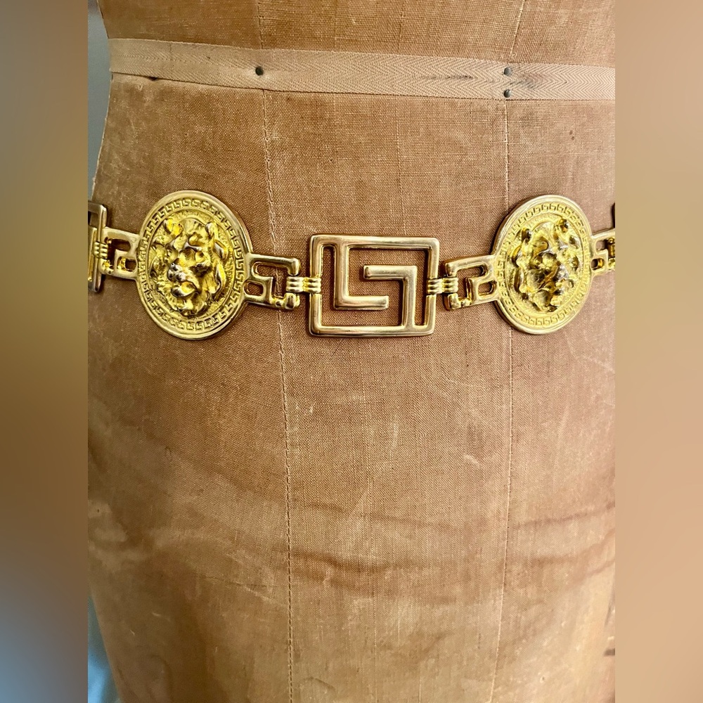 Lion Head Gold Tone Metal Belt Designer Look